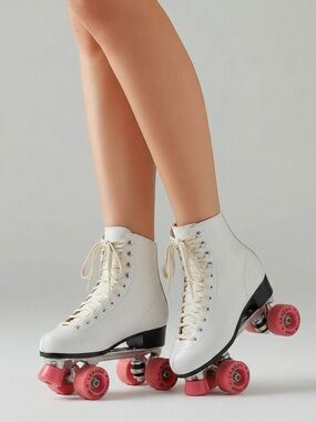 Vintage 1989 Roller Derby White Roller Star Skates Size 9 U-96